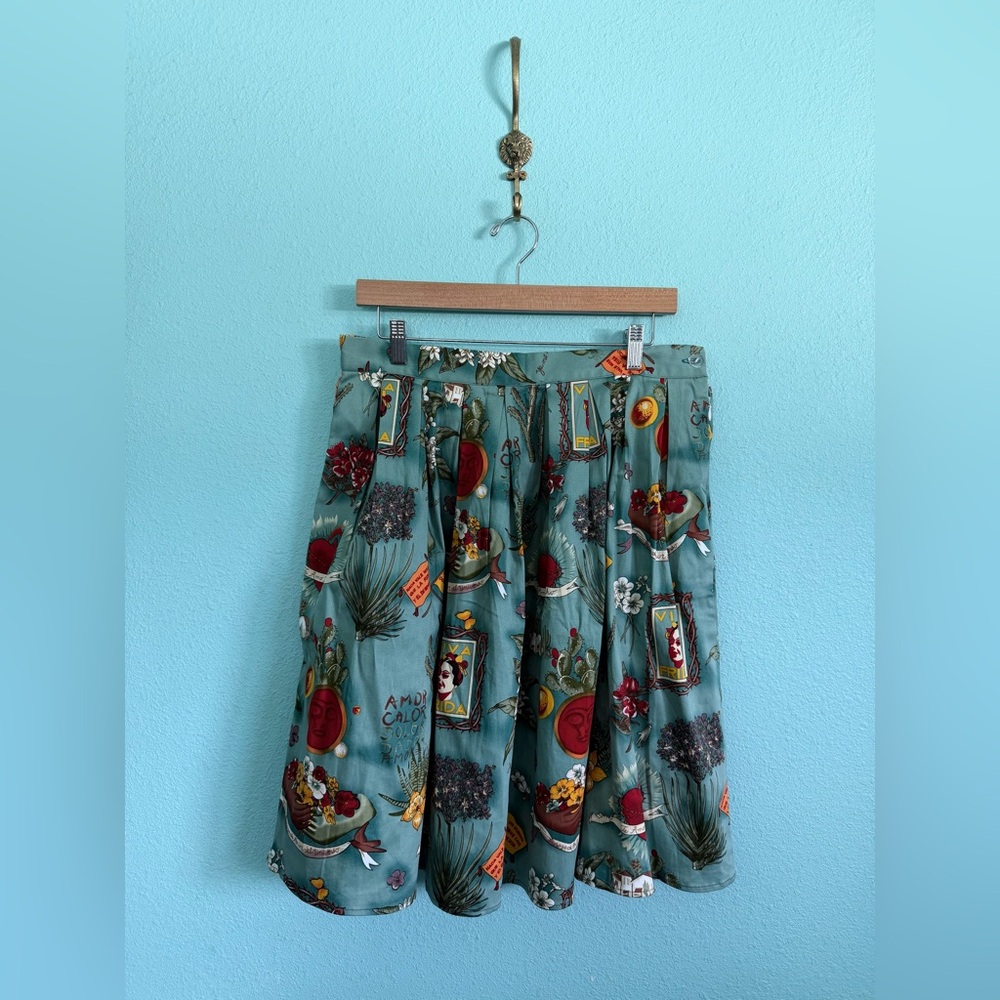 🌼 Grace Karin Frida Kahlo Skirt, Turquoise - Picture 3 of 7